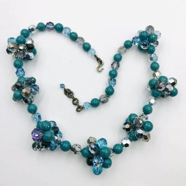 Vintage Christian Dior Turquoise and Aquamarine Beaded Necklace Circa 1950s - Image 2