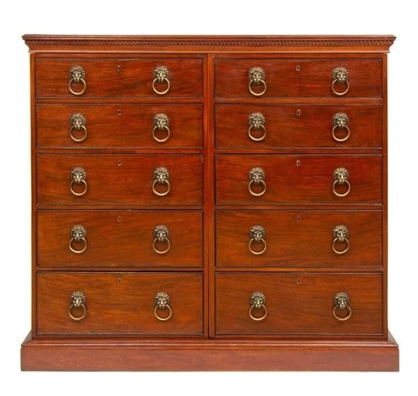 Early 19th C Bankers Drawers with Original Lions Head Handle - Image 3