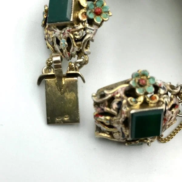 Antique Austrian Hungarian Silver Gilt Enamel Bracelet - Image 6