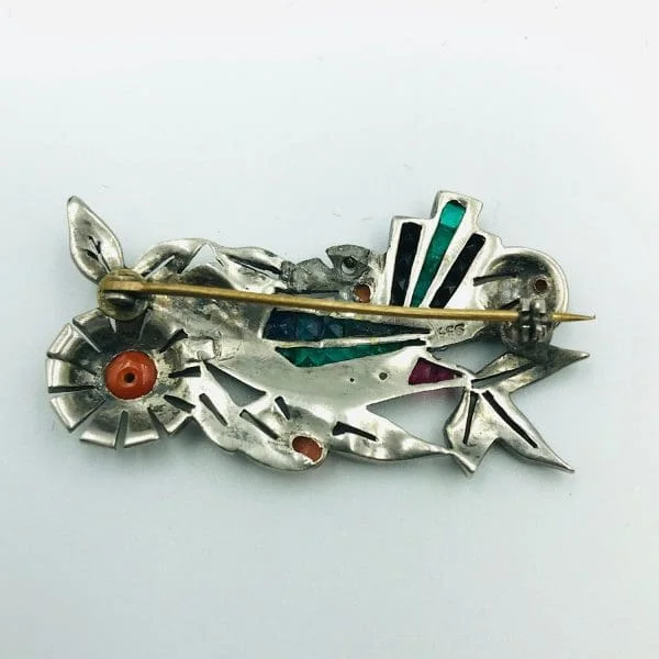 German Art Deco Silver and Paste Brooch Circa 1920 - Image 4