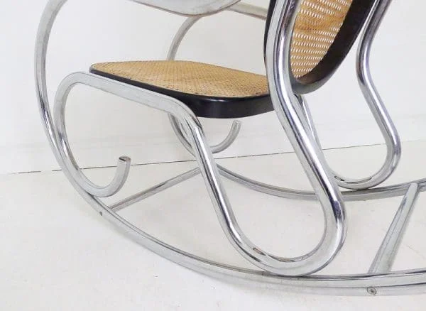 Marcel Breuer Chrome and Rattan Rocking Chair - Image 4