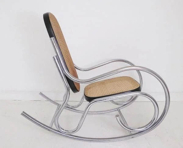 Marcel Breuer Chrome and Rattan Rocking Chair - Image 5