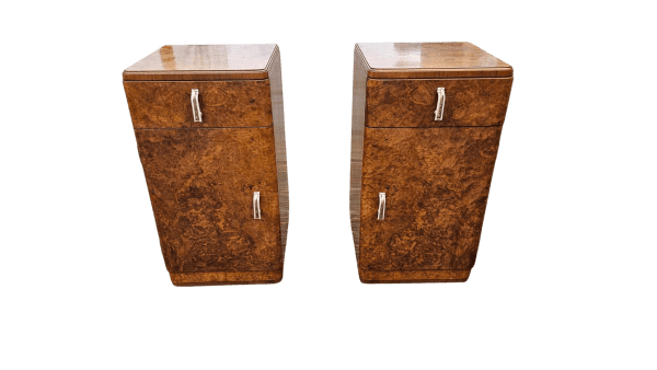 A Pair of Art Deco Bedside Cabinets Nightstands