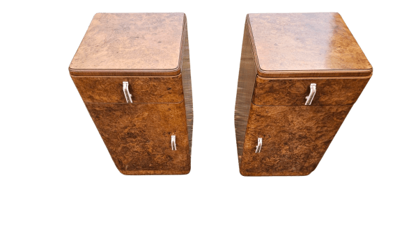 A Pair of Art Deco Bedside Cabinets Nightstands