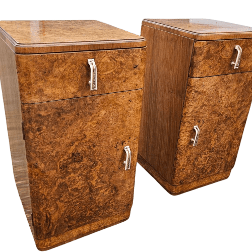 A Pair of Art Deco Bedside Cabinets Nightstands