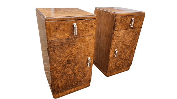 A Pair of Art Deco Bedside Cabinets Nightstands