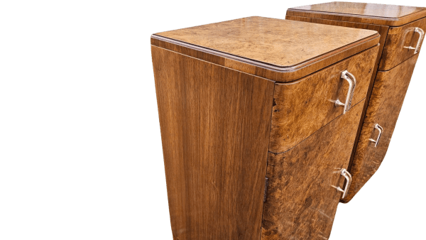 A Pair of Art Deco Bedside Cabinets Nightstands