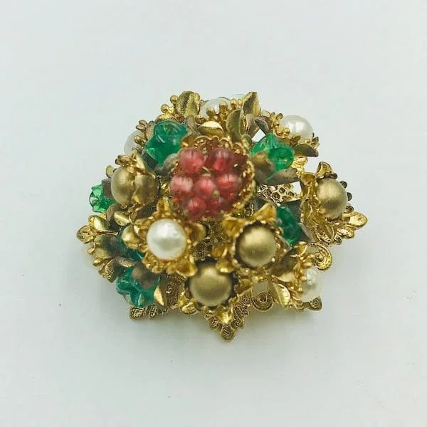 French Louis Rousselet Cluster Filigree Brooch - Image 3