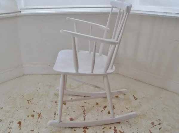 Danish White Rocking Chair By FDB Mobler Denmark - Image 3