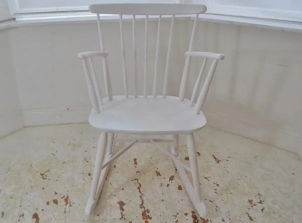 Danish White Rocking Chair By FDB Mobler Denmark - Image 5