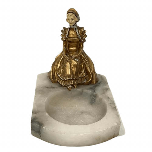 Ashtray with Ceramic lady figure C 1930