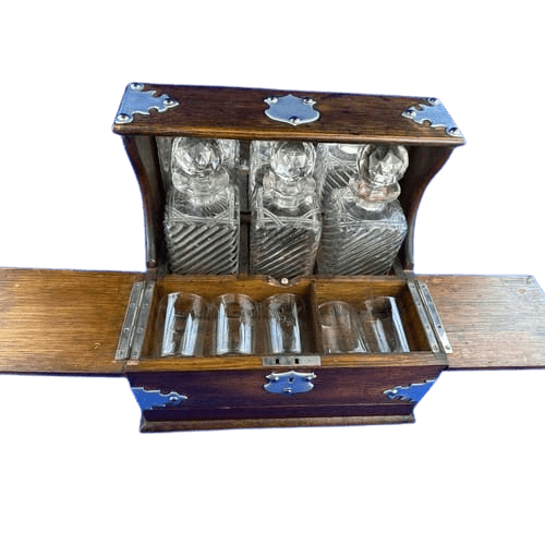 Antique Oak Cased Tantalus