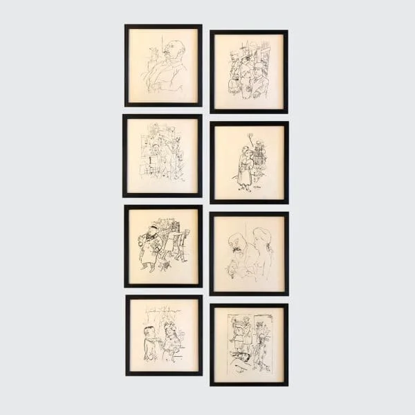 Set of 8 Midcentury Prints after George Grosz