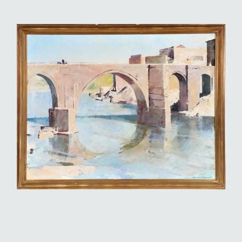 20th Century Danish Art ‘Landscape with bridge’ by Harald Hansen