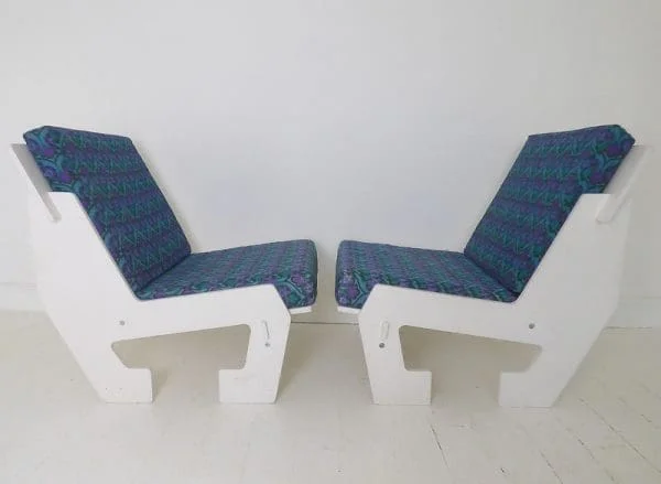 Vintage Pair of Pop Art Plywood Lounge Chairs & Matching Coffee Table - Image 4