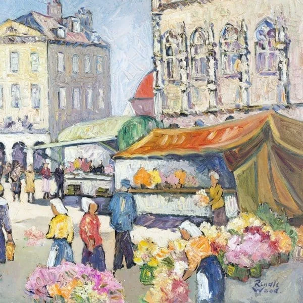 Oil Painting "Market Day" by Robert Sydney Rendle Wood - Image 3