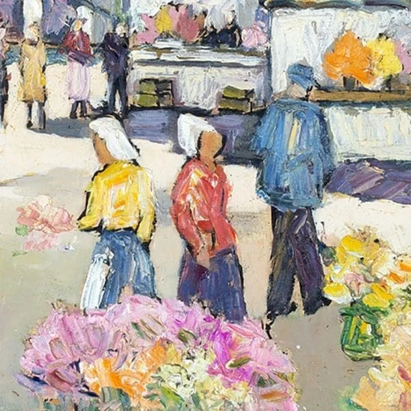 Oil Painting "Market Day" by Robert Sydney Rendle Wood - Image 4