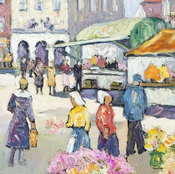 Oil Painting "Market Day" by Robert Sydney Rendle Wood - Image 5