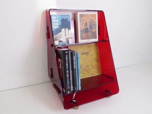 Limited Edition Red Plastic Bookcase Display Caddy by Louis De Bernieres for Habitat - Image 3