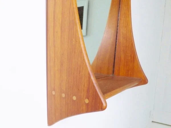 Danish Teak Wall Mirror & Shelf Designed by Jansen Spejle Denmark - Image 5