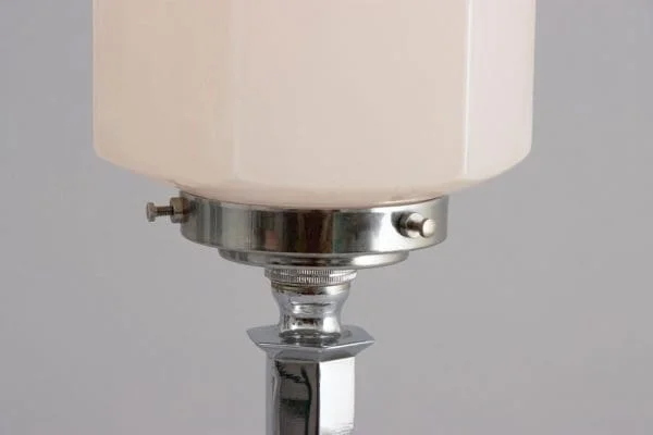 Art Deco Modernist Table Lamp on Chrome Base with Pyramid Shade, British c.1930 - Image 6