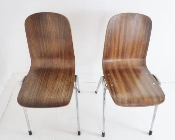 Pair Of Mid-Century Walnut Plywood Toby Stacking Chairs By Neil Morris For Morris Of Glasgow - Image 3