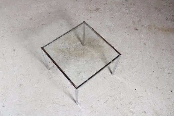 Mid Century chrome and glass square coffee table, circa 1970s - Image 9