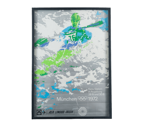 Original 1972 Munich Olympics Men's Kayak Poster by Otto “OTL” Aicher