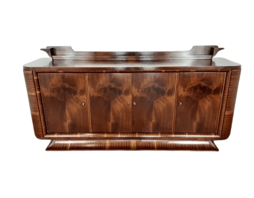 French Art deco flame mahogany sideboard credenza