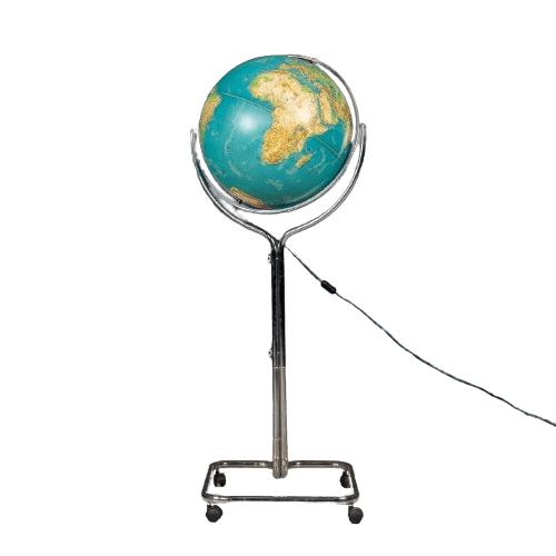 Illuminating Globe on a Chrome Stand Italy Circa 1980