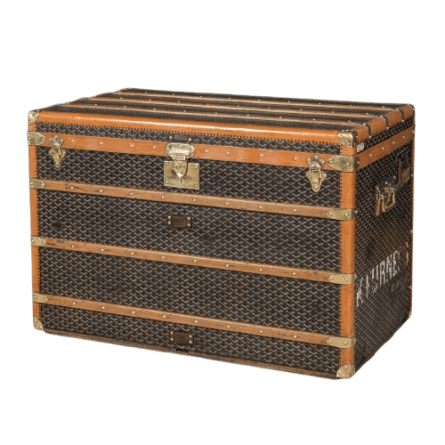 Goyard Courier Trunk in Chevron Canvas France circa 1900