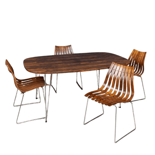 A Rosewood Dining Table and Chairs by Hans Brattrud for Hove Mobler, Norway, 1960s