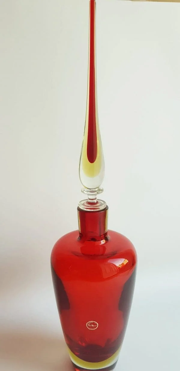 Mid-Century large Murano Glass Sommerso Bottle - Image 3