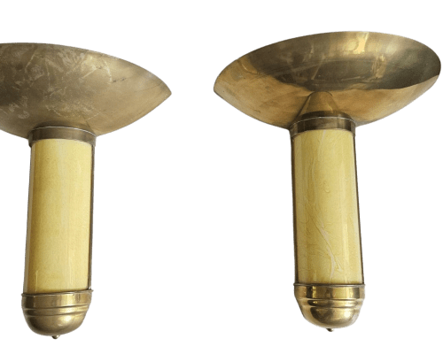 A Pair of Art Deco Odeon Style Uplighter Wall Lights from Casino Cherbourg