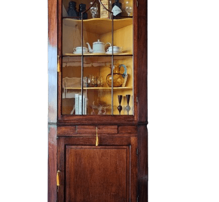 Corner Cabinet Glass Mahogany Display Drinks Cupboard Antique Georgian Dresser