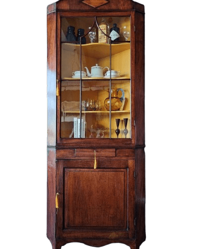 Corner Cabinet Glass Mahogany Display Drinks Cupboard Antique Georgian Dresser