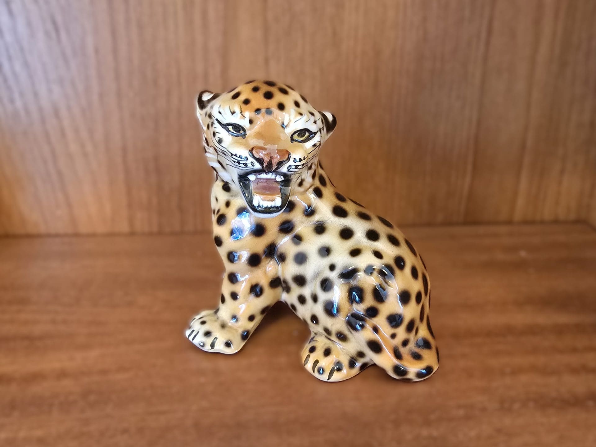 Italian leopard figurine by Ronzan SIGNED collectible snarling