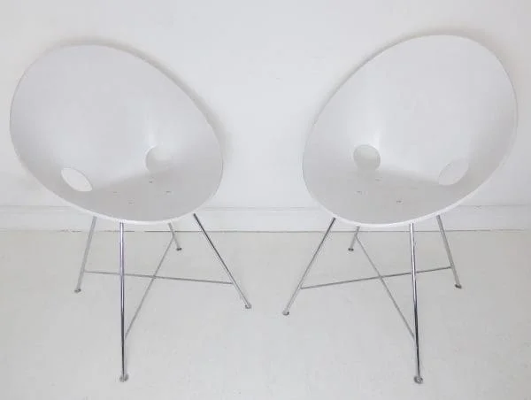 Vintage Pair of White Bentwood Model ST664 Chairs By Eddie Harris For Thonet - Image 3