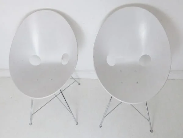 Vintage Pair of White Bentwood Model ST664 Chairs By Eddie Harris For Thonet - Image 4