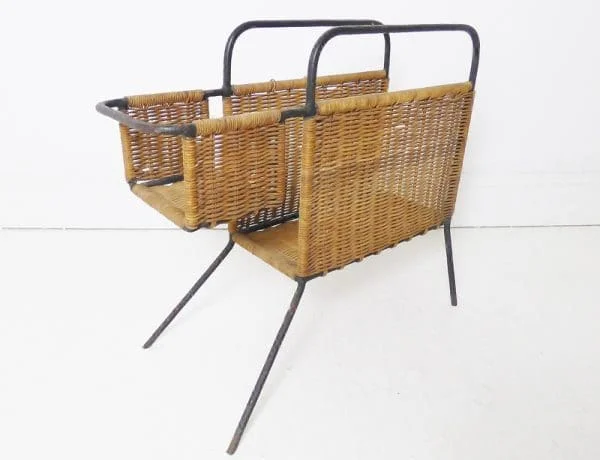 Rare French Wicker Cane Magazine Stand Table By Raoul Guys - Image 2