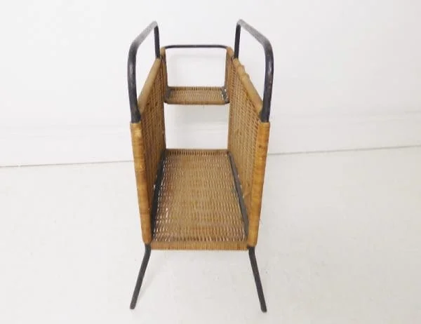 Rare French Wicker Cane Magazine Stand Table By Raoul Guys - Image 4