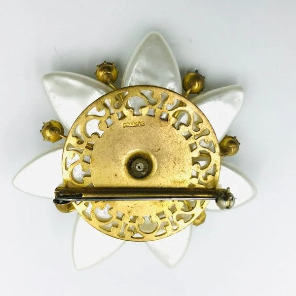 Vintage Chanel Gripoix Pearl Camelia Brooch Circa 1950s - Image 3