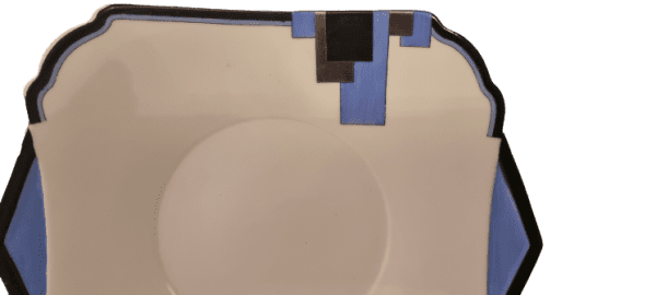 Shelley Art Deco Vogue Design Blue Block Tab Handle Plate from an Eve Shape set by Eric Slater - Image 3