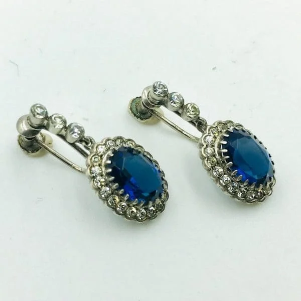 Vintage Knoll and Pregizer Sapphire Drop Earrings Circa 1950s - Image 4