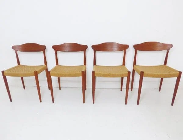 Set Of 4 Danish Teak and Cord Dining Chairs - Image 2