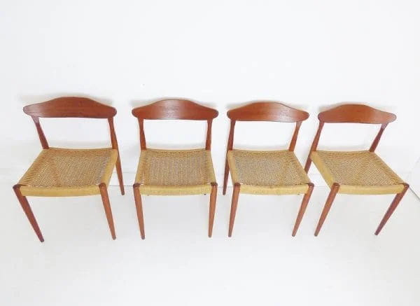 Set Of 4 Danish Teak and Cord Dining Chairs - Image 3