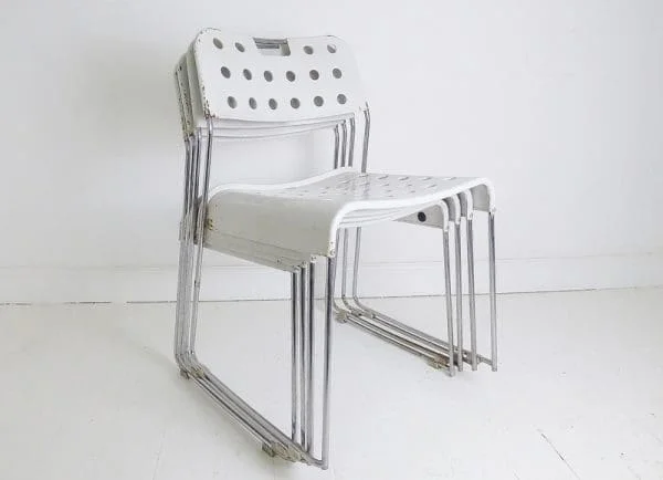 Set of 4 White Omstak Chairs by Rodney Kinsman for Bieffeplast, Italy - 1971 - Image 2