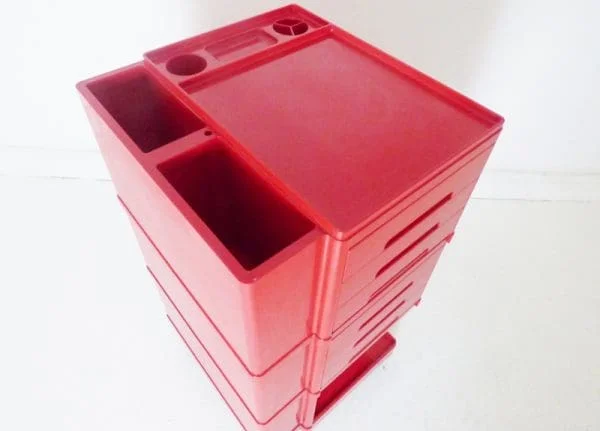 Mid-Century Italian Red Plastic Storage Trolley By Giovanni Pelis For Stile Neolt Italy - Image 7