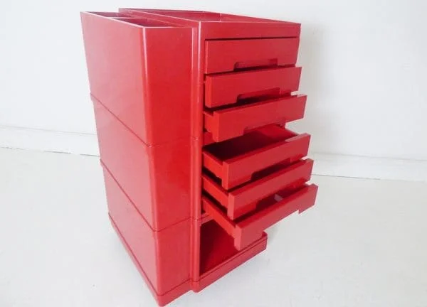 Mid-Century Italian Red Plastic Storage Trolley By Giovanni Pelis For Stile Neolt Italy - Image 8