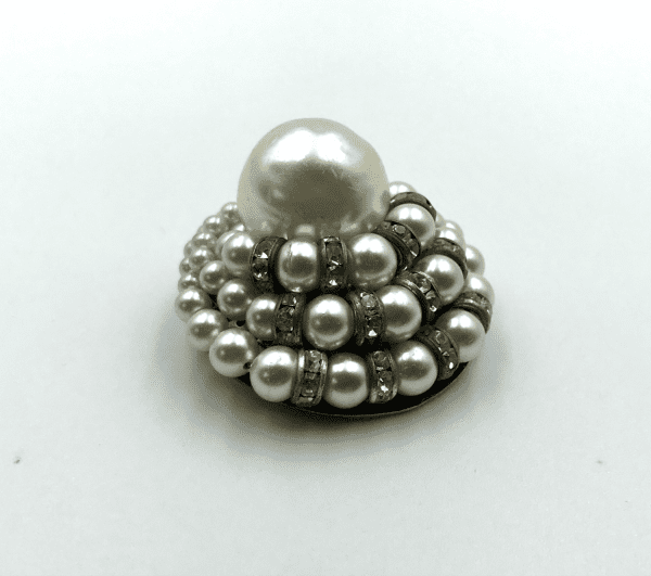 Vintage Louis Rousselet Glass Pearl Domed Brooch 1950s - Image 3